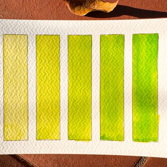 Watercolor glazing for beginners: a five-square value ladder built from thin transparent layers